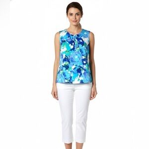 Clothes by Muriel Dombret Floral Cotton Gathered Tank Top NWT US Sz 12